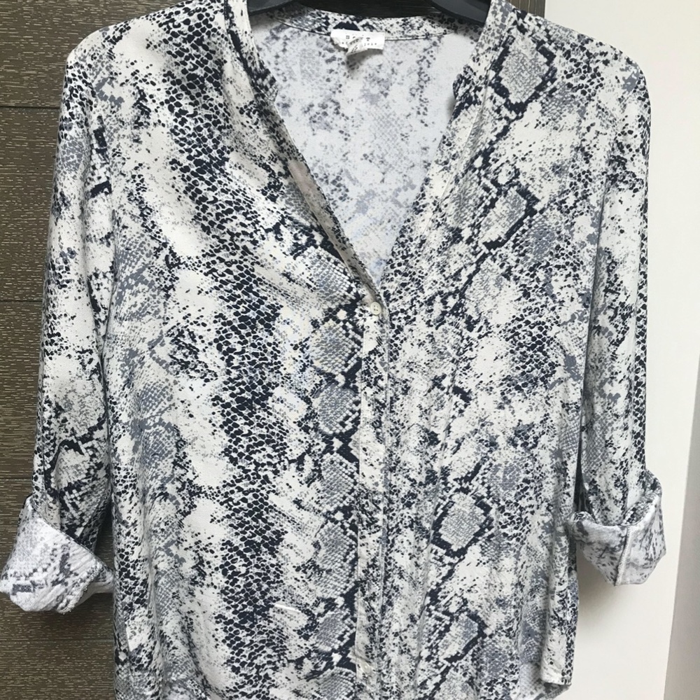 Soft Joie Dane Snake Print Button Down Blouse - image 8